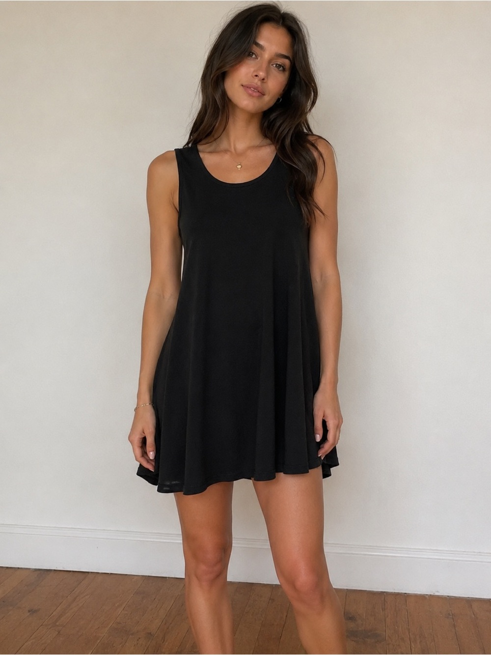 Brandy Melville Sleeveless Swing Mini Dress - Black